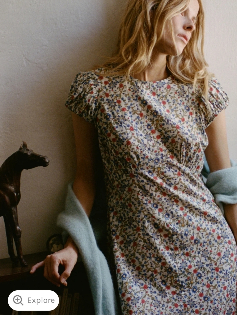 Doen Rhodia Romantic Floral Organic Cotton Midi Dress Size Medium Cottagecore - Picture 2 of 15